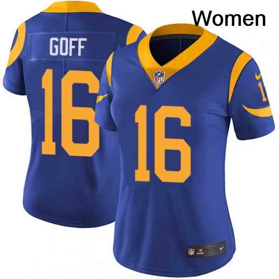 Womens Nike Los Angeles Rams 16 Jared Goff Royal Blue Alternate Vapor Untouchable Limited Player NFL Jersey